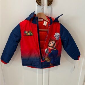 Nintendo Super Mario Red and Navy Blue Kids Puffer Jacket